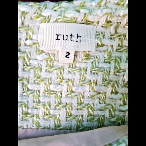 Anthropologie Ruth Yellow & Light green Wool & Silk Blend Sleeveless Gem Dress. - Picture 8 of 10